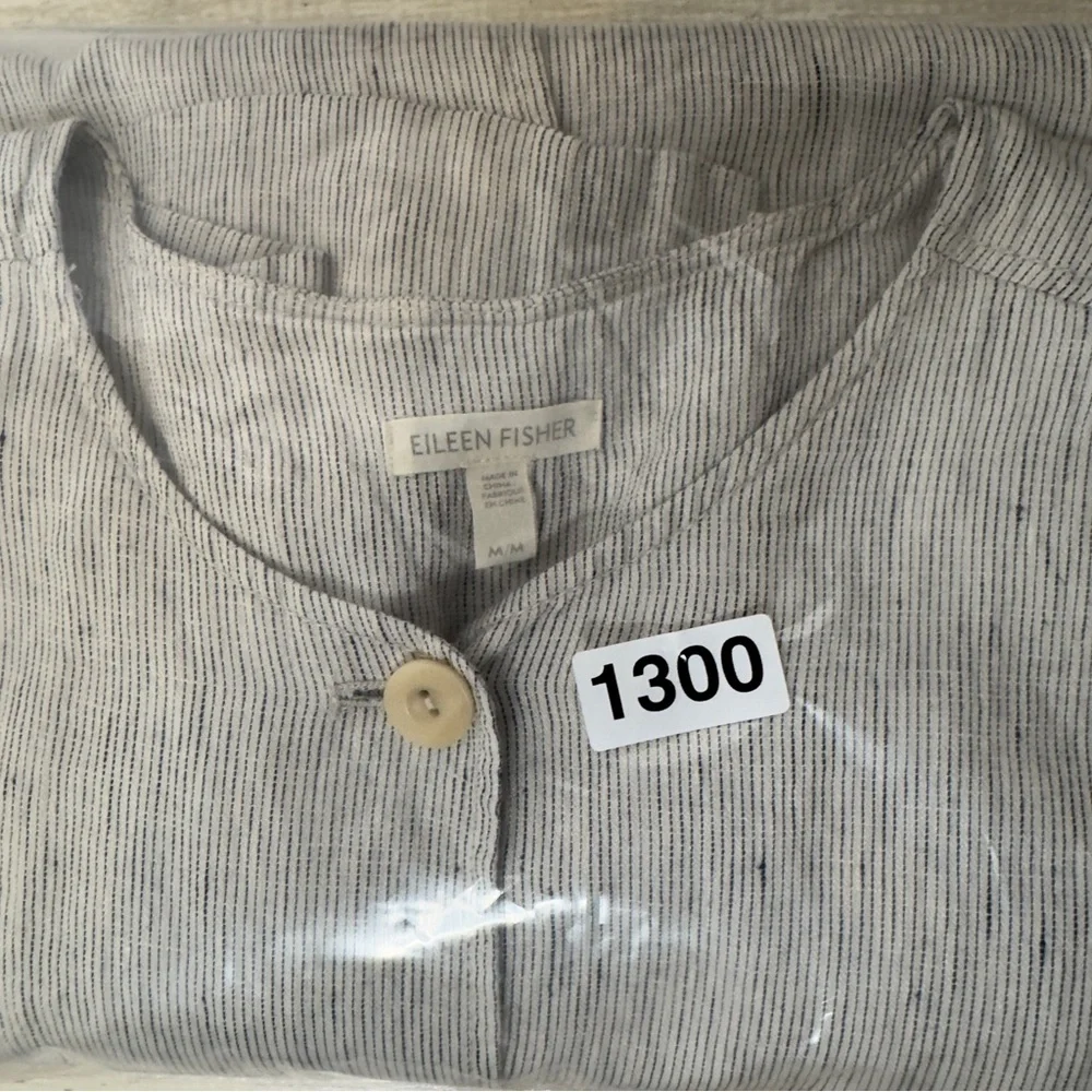 Eileen Fisher Organic Linen Button‎ Front Jacket Coat Women’s Medium